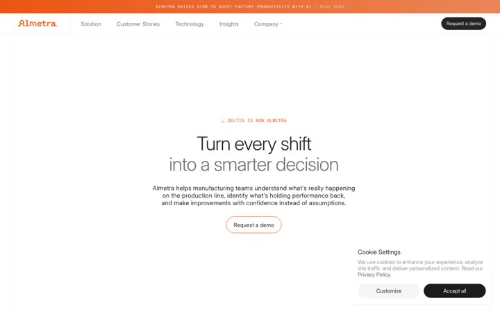 Website van Almetra (voorheen Deltia)