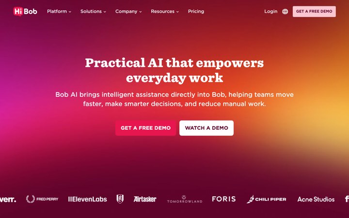 Website van Bob AI (HiBob)