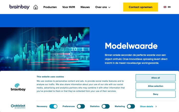 Website van brainbay Modelwaarde API