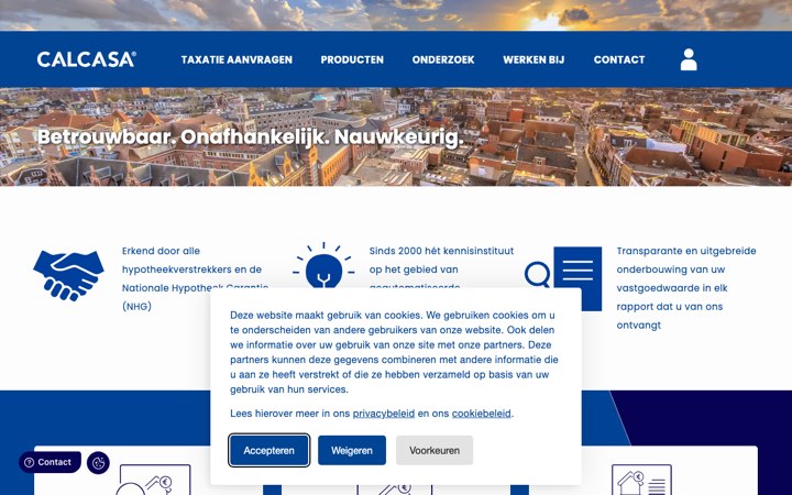 Website van Calcasa Desktop Taxatie & AVM