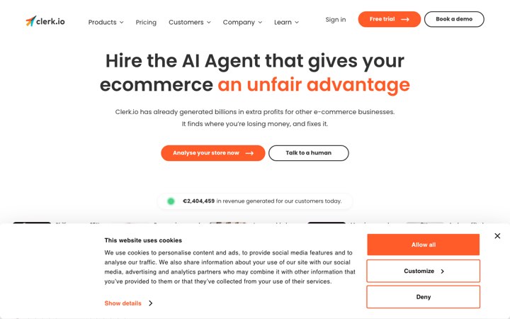 Website van Clerk.io