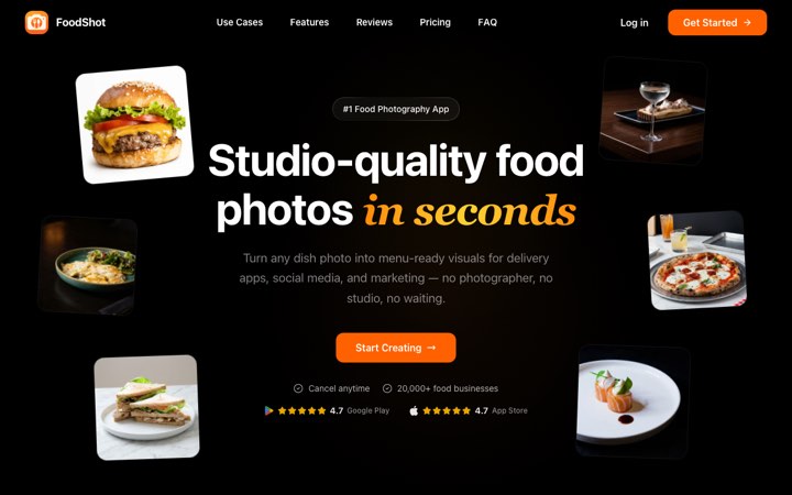 Website van FoodShot AI