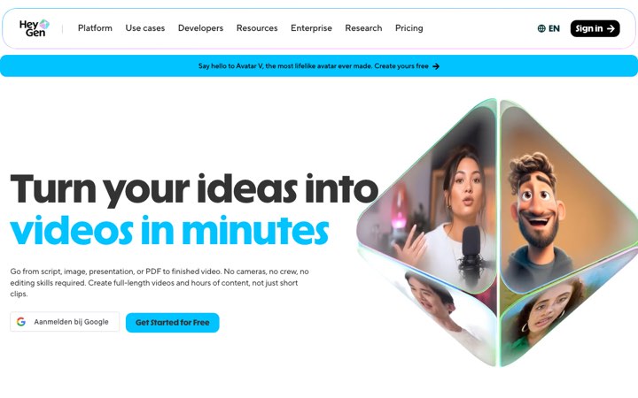 Website van HeyGen