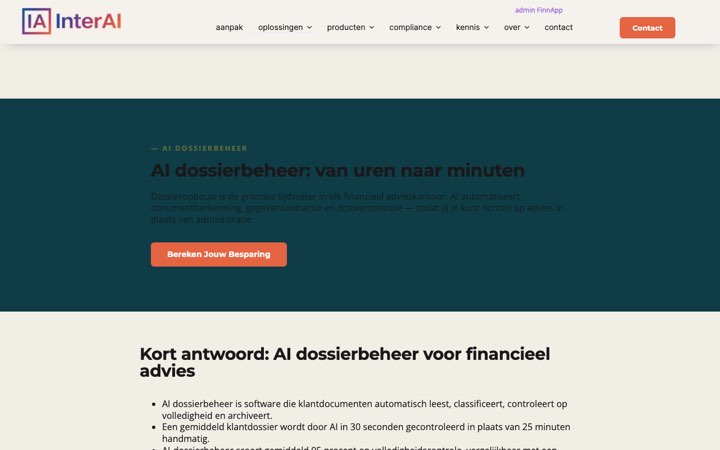 Website van InterAI Dossierbeheer