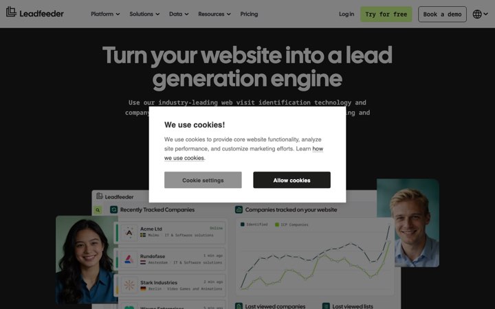 Website van Leadfeeder (voorheen Dealfront)