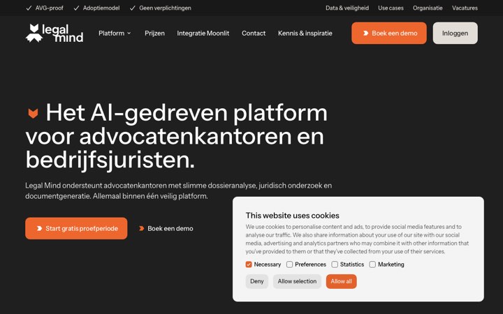 Website van Legal Mind