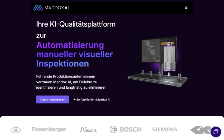 Website van Maddox AI