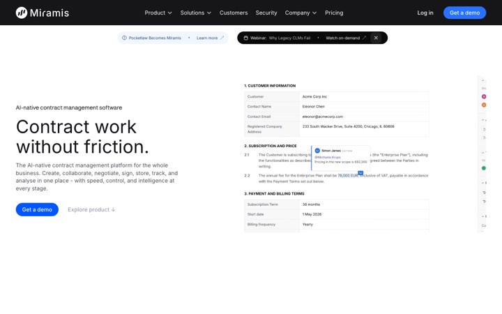 Website van Miramis (voorheen Pocketlaw)