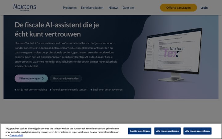 Website van Nextens Tex