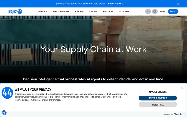 Website van project44 Movement
