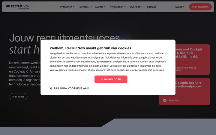 Website van RecruitNow Cockpit