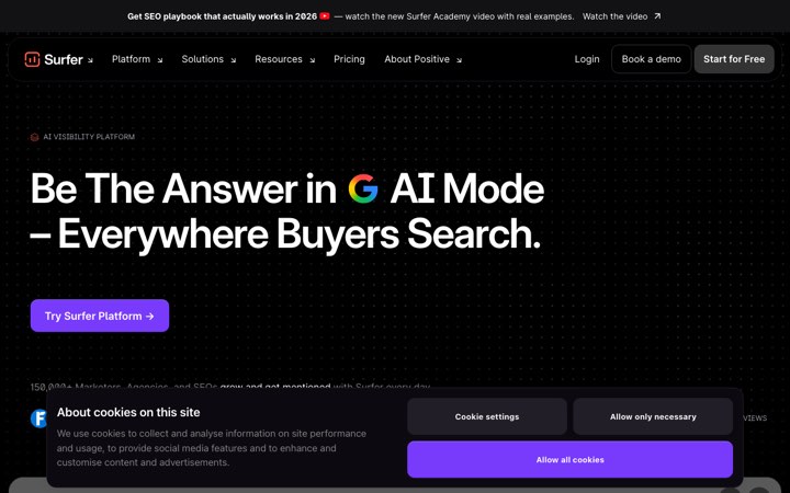 Website van Surfer SEO