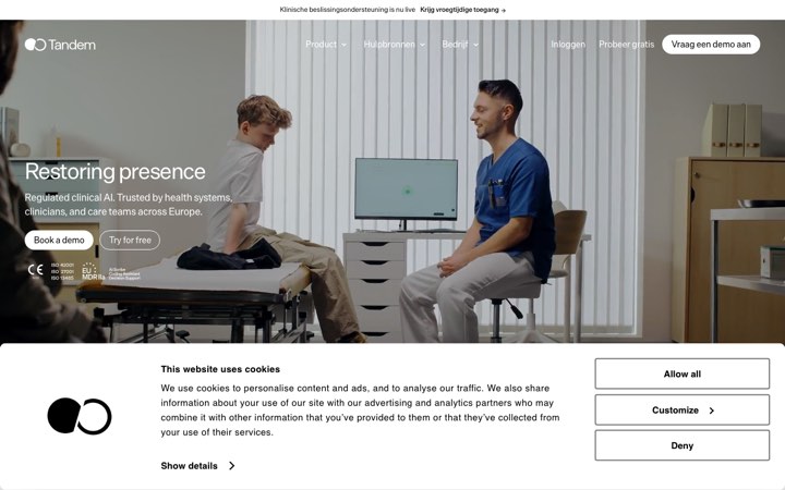 Website van Tandem Health