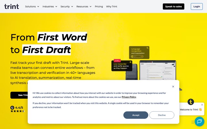 Website van Trint