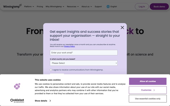 Website van Winningtemp