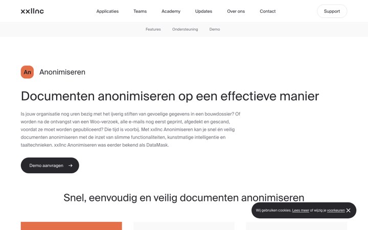 Website van xxllnc Anonimiseren