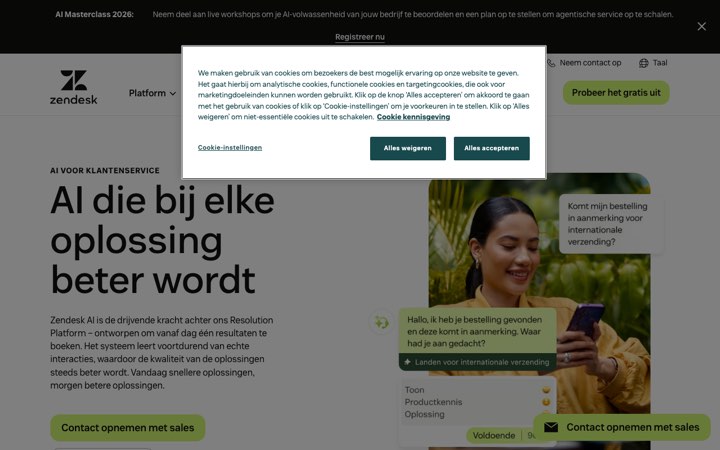 Website van Zendesk AI Agents